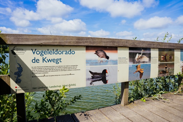 Informatiebord over de vogels die er in natuurgebied de Kwegt te vinden zijn