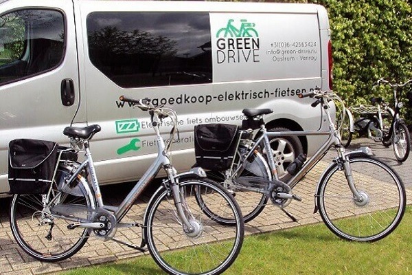 The company van of Green Drive bicycle shop in Oostrum