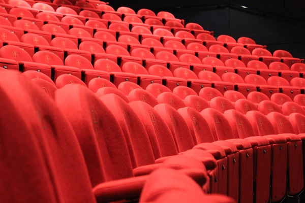 The characteristic red theater seats