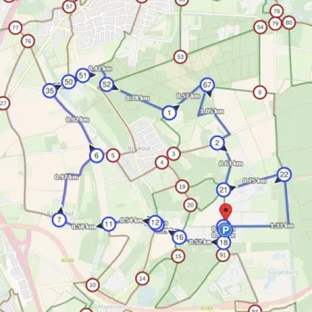 Knooppuntenkaart van de wandelroute Boukoul waar je door het verleden loopt.