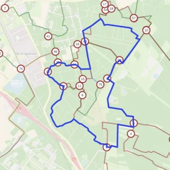 Kaart van de wandelroute Peerkesbosch van 10 kilometer