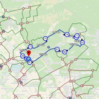 Wandelkaart van de wandelroute Rothenbach - Vlodrop Station met de betreffende knooppunten erop.